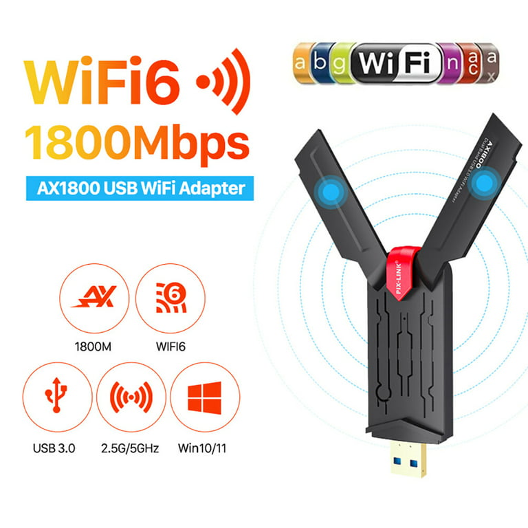 USB WiFi Adapter 1800Mbps Wireless Network Adapter WiFi 6 Wpa3 for