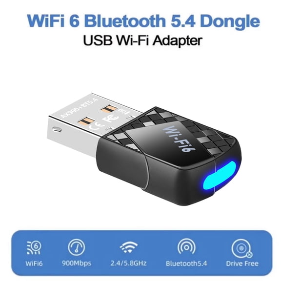 USB WiFi 6 Bluetooth Bluetooth 5.4Adapter , 2-in-1 Usb AX900Mbps for PC, Upgraded WiFi 6 Dual Band 2.4GHz 5GHz Wireless Network Dongle for Windows 11 10 Laptop Desktop, Plug Play