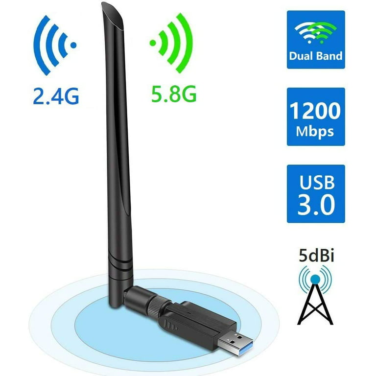 USB Wireless Adapter for PC Desktop 1300Mbps WiFi Adapter Dual Band 5dBi  Antenna for Laptop USB 3.0 Fast Connect,Computer Network Wi-Fi Adapters for