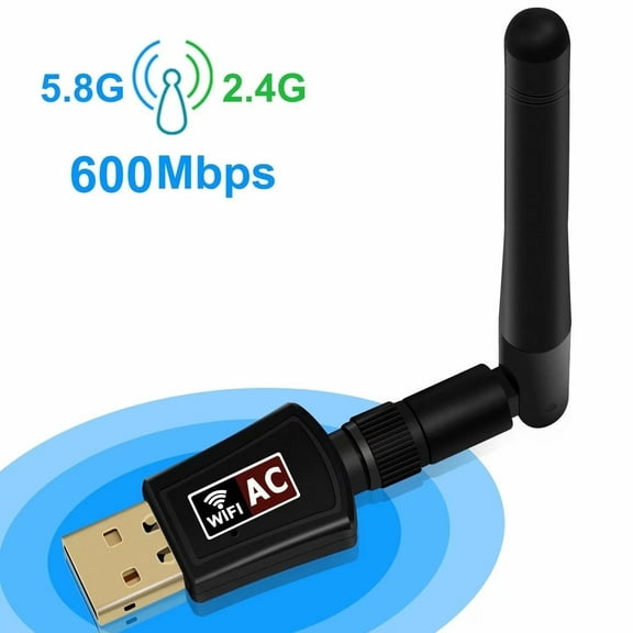 USB WiFi Adapter AC600Mbps,USB 2.0 Wireless Network WiFi Dongle with 2dBi Antenna for for PC/Desktop/Laptop/Mac,Compatible with