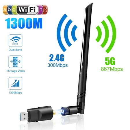 USB WiFi Adapter for Desktop PC, TSV AC1200 Dual Band 2.4G/5G High Gain 5dBi Wireless Antenna, USB 3.0 Wireless Network Adapter WiFi Dongle Support Windows 11/10/8.1/8/7/Linux, Mac OS