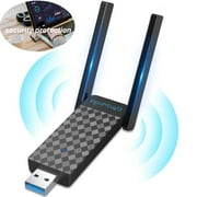 محول USB WiFi ، محول الشبكة اللاسلكية ElecMoga 1300Mbps ثنائي النطاق 5 جيجا هرتز / 2.4 جيجا هرتز WiFi Dongle USB 3.0 5dBi Antenna WiFi Adapter for Desktop PC ، دعم Windows 11/10 / 8.1 / 8/7 ، Mac OS 10.9-10.15   