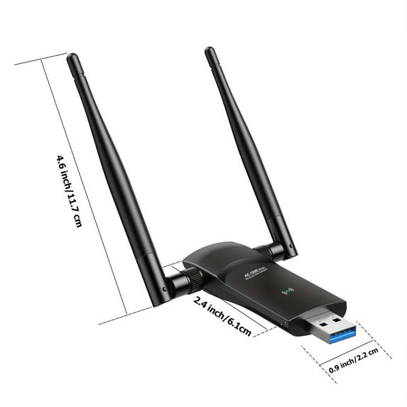 USB WiFi Adapter For PC: 1300Mbps Dual 5Dbi Antennas 5G/2.4G USB Wireless Network Adapter For Desktop Laptop - WiFi Dongle Supports Windows 10