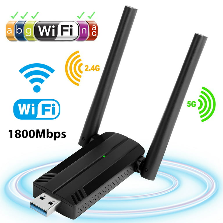 USB WiFi Adapter for PC, 1800Mbps Dual Band Fast USB3.0 High Gain 2dBi Antenna 802.11ac WiFi Dongle Network Adapter for Desktop Supports Windows Mac Linux - Walmart.com