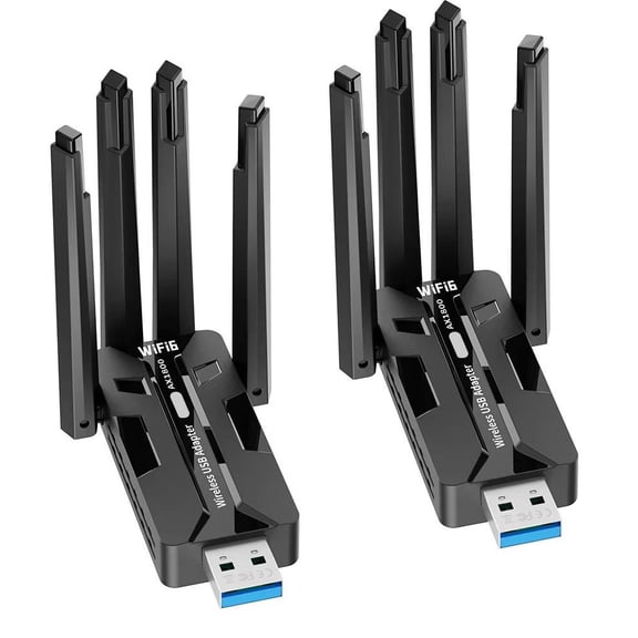 USB WiFi Adapter for PC, 1800Mbps Speed, Long Range, WiFi 6, Dual Band, 4 Antennas