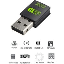 USB WiFi Bluetooth Adapter,600Mbps Dual Band 2.4/5GHz Wireless Network Card,USB WiFi Dongle for PC/Laptop/Desktop,Support Windows XP/7/8.1/10