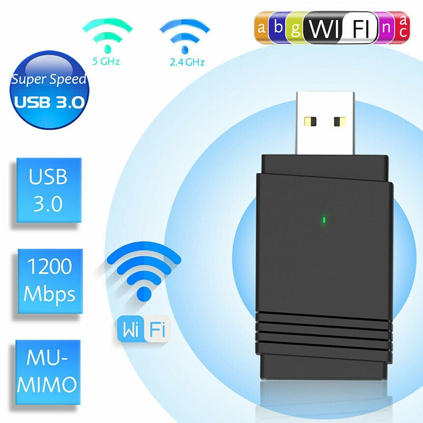 1200Mbps USB WiFi Adapter for Desktop or PC, TSV Dual Band 2.4G/ 5G AC  Wireless Network Card Dongle with 5dBi High Gain Antenna for Desktop Laptop  PC