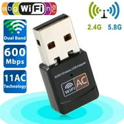 USB Wifi Adapter for Desktop PC, TSV 600Mbps Dual Band 2.4G/5GHz Wireless Network Adapter Mini WiFi Dongle for Laptop Supports Windows 11/10/8/8.1/7/Vista/XP/2000, Linux, Mac OS