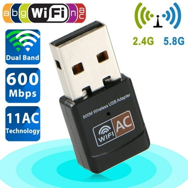 USB Wifi Adapter for Desktop PC, TSV 600Mbps Dual Band 2.4G/5GHz Wireless Network Adapter Mini WiFi Dongle for Laptop Supports Windows 11/10/8/8.1/7/Vista/XP/2000, Linux, Mac OS
