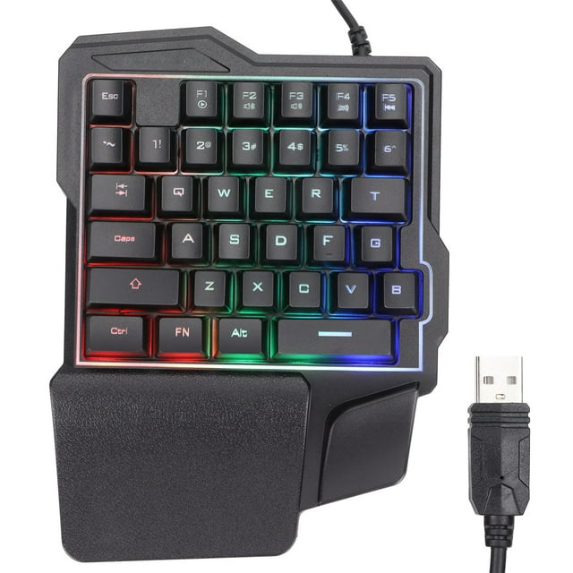 USB Wired, Backlit, Universal PC Accessory Left-Handed Ergonomic Gaming Keyboard