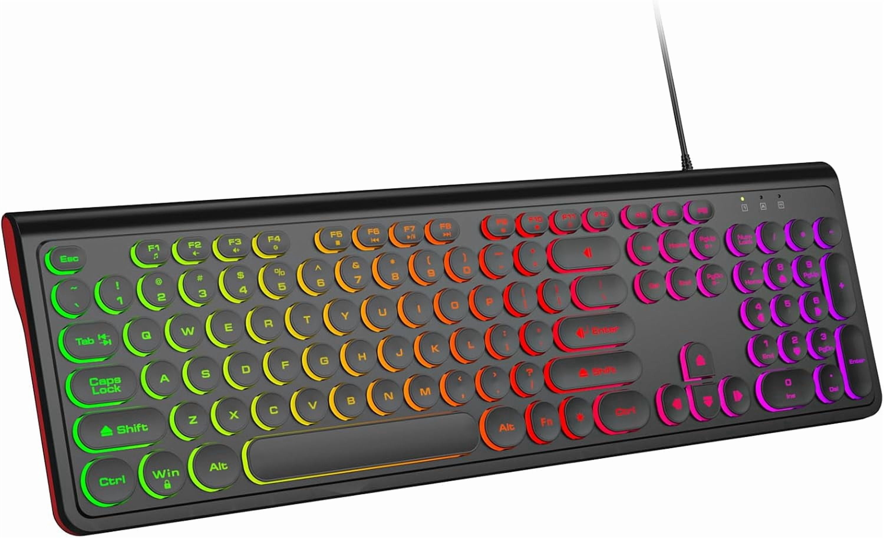 USB Wired Computer Keyboard with Backlit - Full Size Office Number Pad, Caps Indicators, Foldable Stands, for PC Laptop Desktop Windows 7 8 10 11 (Black)
