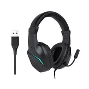 USB Wired Gaming Headset with LED Light, Over-Ear Headphones with Noise-Cancelling Microphone & 40mm Driver for PC Laptop, Immersive Deep Bass Wired Earphones / 10 inches Headband Length