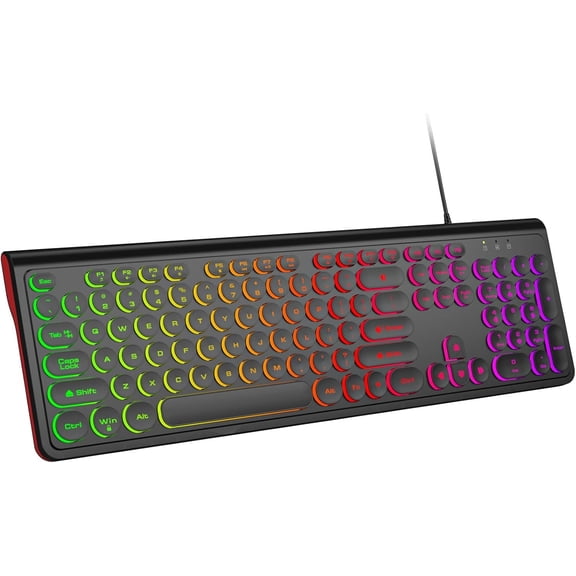 USB Wired Keyboard with Backlit - Full Size Office Keyboard with Number Pad, Caps Indicators, Foldable Stands, for PC Laptop Desktop Windows 7 8 10 11 (Black)