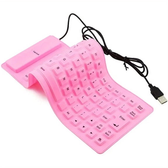 [USB Wired Keyboard] Travel portable keyboard Foldable Silicone Keyboard, USB Wired Rollup Silent Typing Soft Touch Keyboard for PC Notebook Laptop