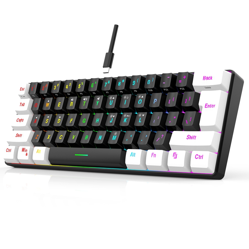 USB Wired Keyboard for Laptop Office Business Desktop Home 61Keys RGB ...