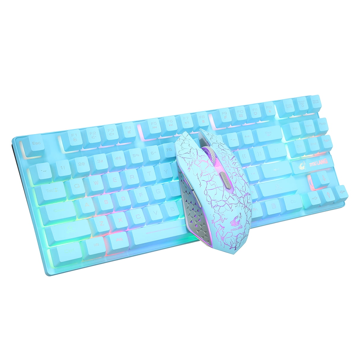 USB Wired Mechanical Keyboard,87 Key RGB Backlit Keyboard,Suspend