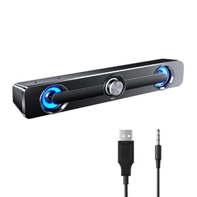 USB Wired Powered Computer Speaker Bar Stereo Subwoofer and Bass Surround Sound Box for PC Laptop Phone Tablet