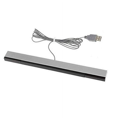 USB Wired Wii Sensor Bar, Replacement Infrared Ray Motion Sensor Bar for Nintendo Wii/ Wii U/ PC -Black & Silver