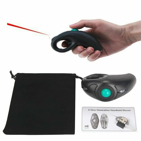 USB Wireless PC Laptop Finger HandHeld Trackball Mouse Mice with Laser Pointer