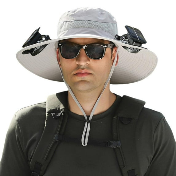 USB and Solar Charging Wide Brim Sun Hat with Built-in Dual Solar Fans