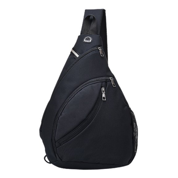 USB backpack waterproof travel shoulder chest bag-reflective diagonal polyester chest bag - black