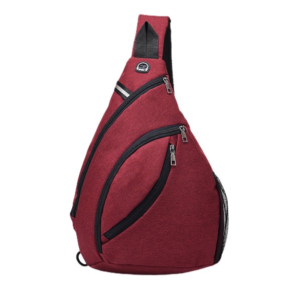 USB backpack waterproof travel shoulder chest bag-reflective diagonal polyester chest bag-red