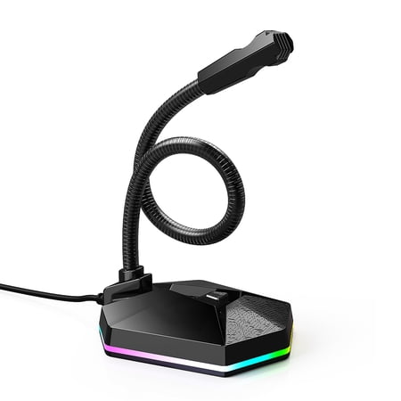 USB desktop microphone, RGB luminous bendable microphone, plug and play capacitor, voice chat, video conference microphone
