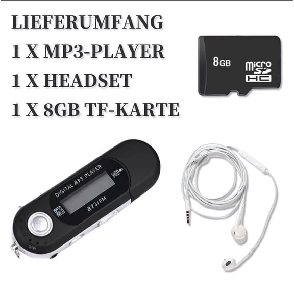 USB digital MP3 Player with LCD screen,FM Radio,headphone,8GB TF KARTE [BALCK]