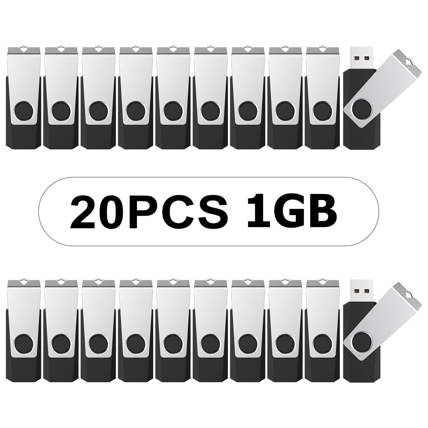 USB flash drive 20PCS 1GB large capacity USB 2.0 flash drive, thumb drive (1G, 20 pack, BLACK)
