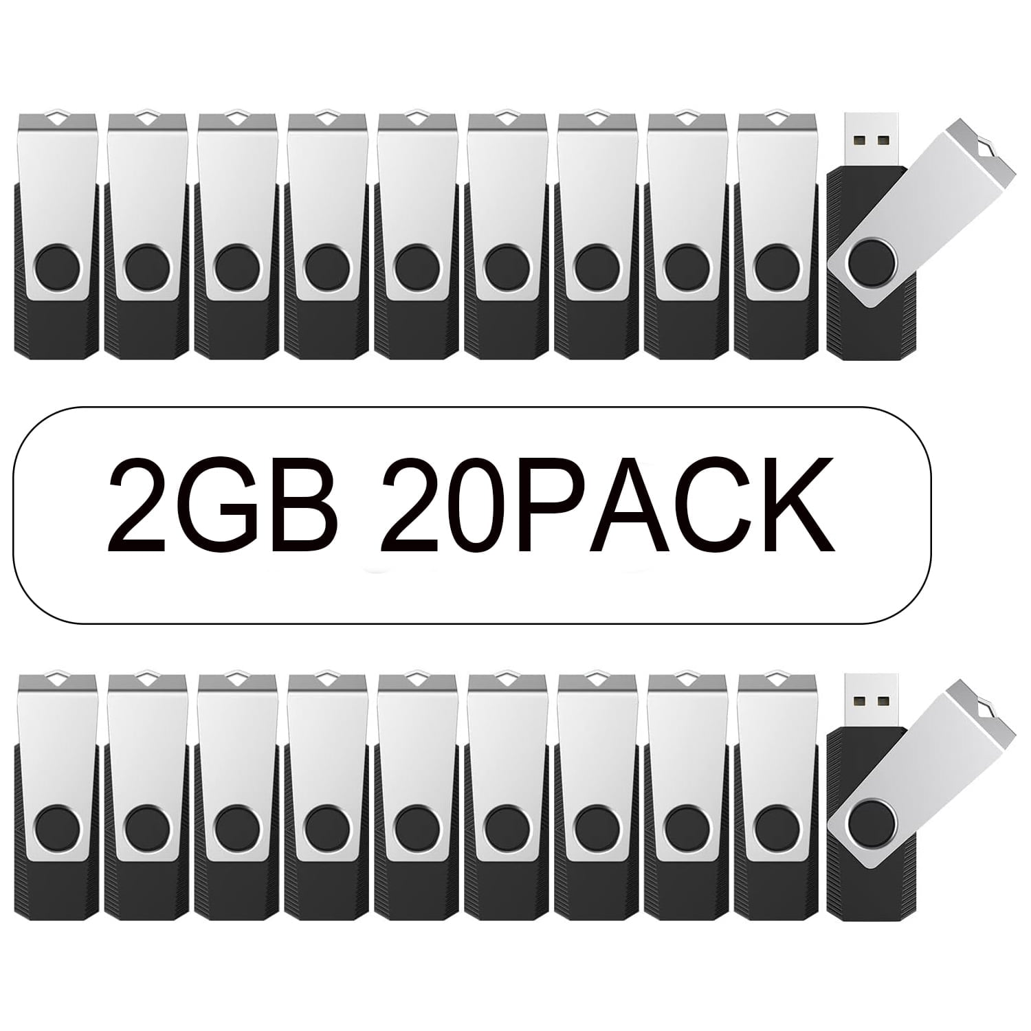 USB flash drive 2GB 20 pack, USB 2.0 memory stick, rotating thumb drive ...