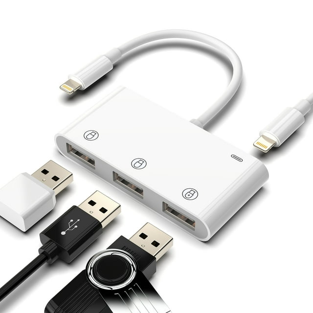 4in1 USB OTG Cable & Charging Port for iPhone 13/12/11 Pro/X/8/7