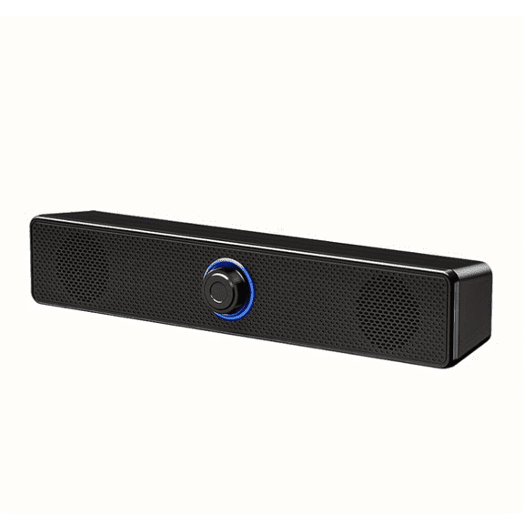 USB powered wired desktop speaker, 3.5mm audio plug with independent volume control, 4D stereo, anti magnetic interference, compact speaker suitable for PCs and laptops
