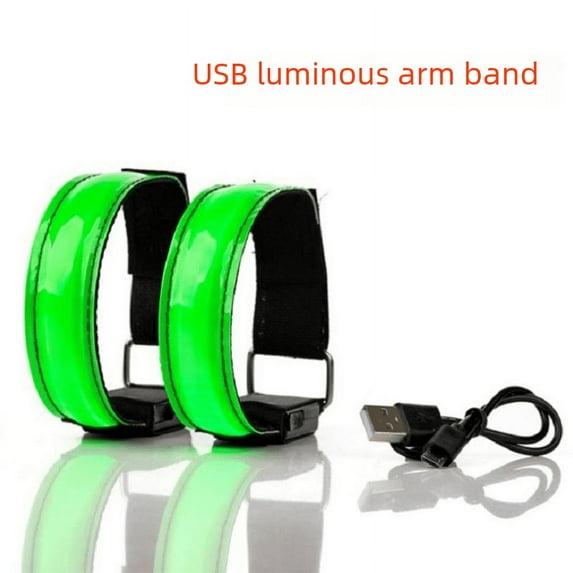 USB rechargeable LED luminous arm band led reflective bracelet luminous band night running luminous wrist band cheer props - white