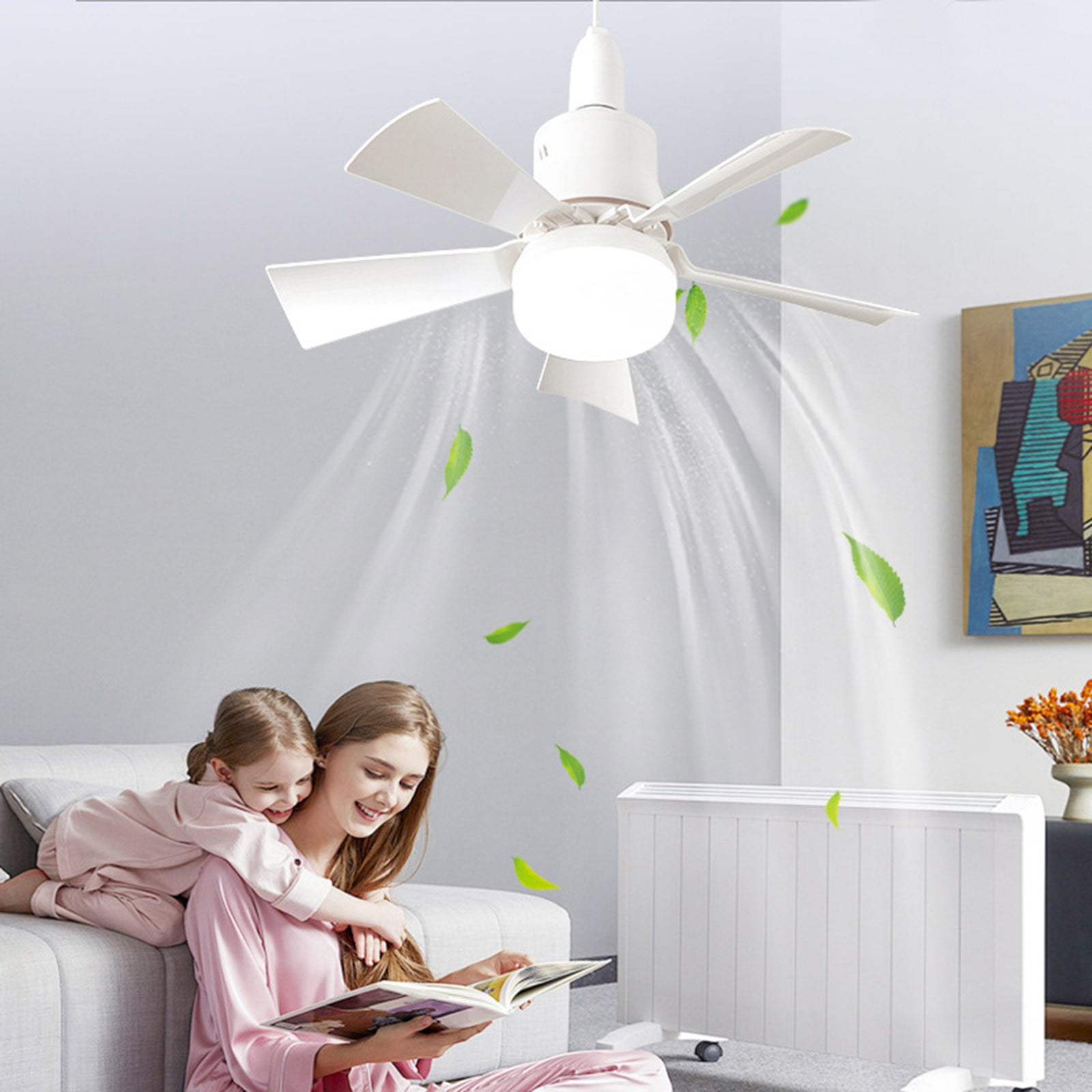 USB rechargeable small pocket fan blow cold air concert 40w Fan Light With Remote Ceiling Thin