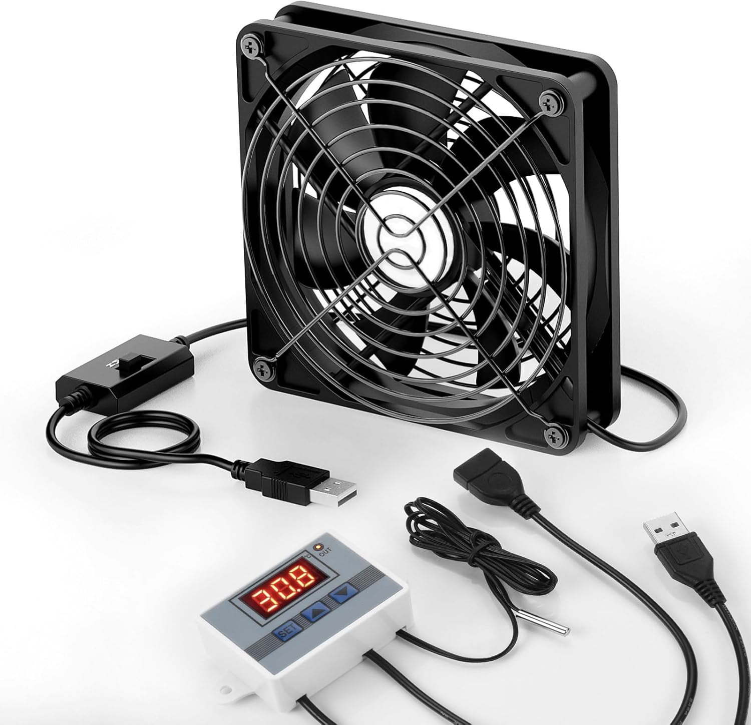 USB speed cooling fan, DC5V, 4cm x 8cm x 12cm x 14cm, suitable for ...