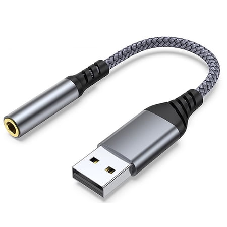USB to 3.5mm Audio Jack Adapter, External Sound Card Converter Compatible with Headset, PC, Laptop, Mac, Desktops, Linux, PS4 and More Devices