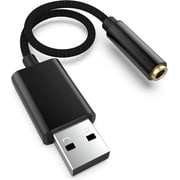 USB to 3.5mm Jack Audio Adapter, USB to Aux Cable with TRRS 4-Pole Mic Supported USB to Headphone Aux Adapter External Stereo Sound Card for Headset