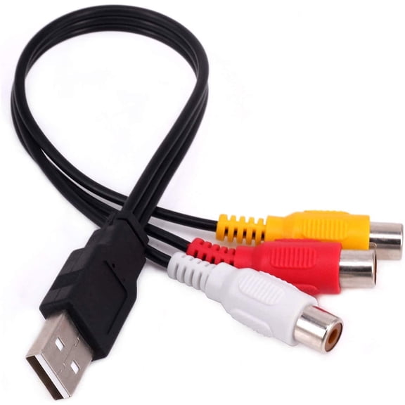 USB to 3RCA Cable, USB A 2.0 Male to 3 RCA Female Video Audio Capture Card AV Composite Adapter Cord Cable for PC,MAC,AV, HDD and DVR (1-Pack)