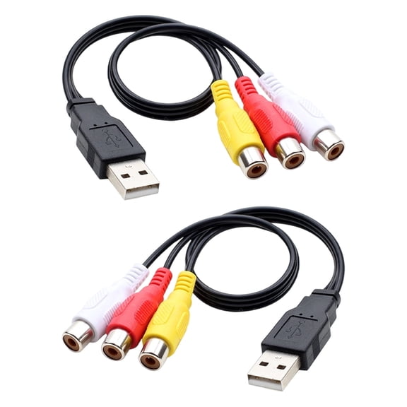 USB to 3RCA Female Jacks Splitter Cables with EMIs RFI Shielding Flexible PVC Jackets for Sound Video Output