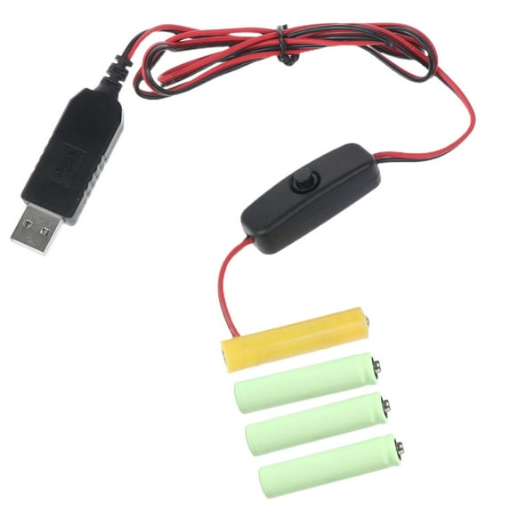 USB to 6V Power Supply Battery Adapter Cable Replace 4xAAA Batteries for Remote Control Toy Lamp with