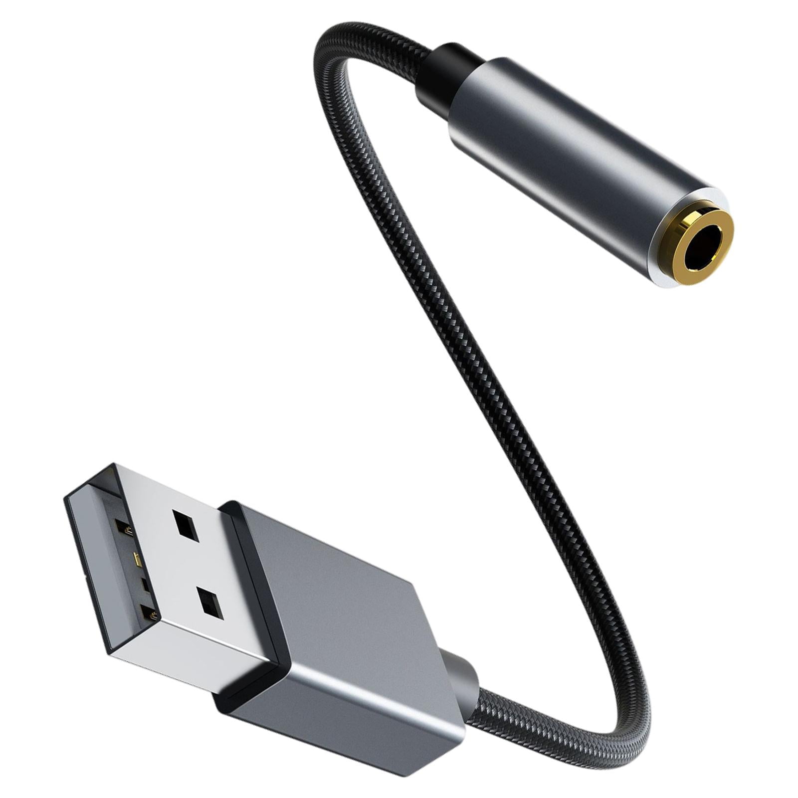 USB to Audio Jack Adapter Headset External Stereo in 1 USB Cable to 3.5mm Converter for Laptop