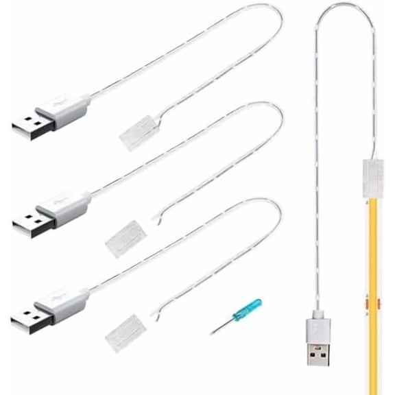 USB to COB LED Strip Light Solderless Connectors, 3-Pack