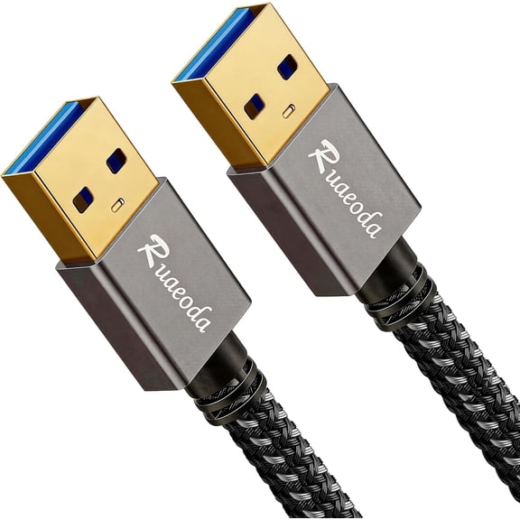 USB to Cable 3 ft, 3.0 Male Braided Cord, 5Gbps Data Transfer, Compatible with Hard Drive, Cooling Pad, DVD (Not PC-to-PC)