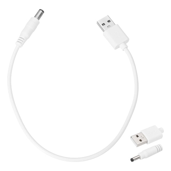 USB to DC Power Cable 3A 5V DC Power Cord 5.5mm x 2.5mm Jack Charging Plug Connector Cable Adapter for Fan Camera(1ft, White)
