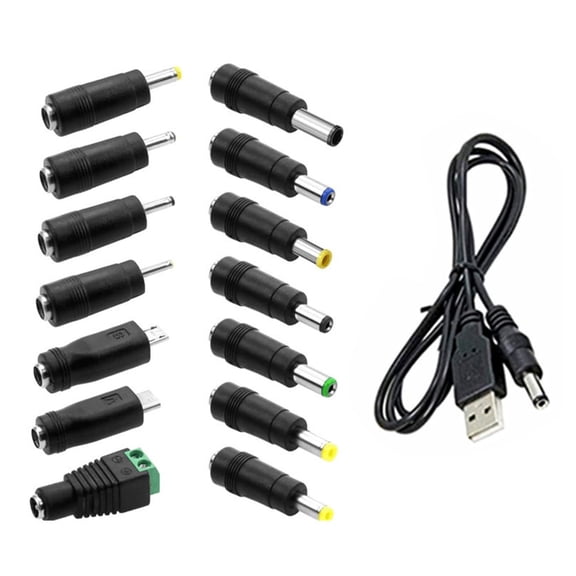 USB to DC5V Charging Cable with 14Adapters for Cameras Mini Fan and More Multiple Devices Power Adapter