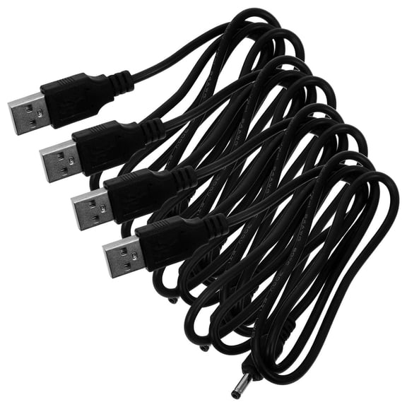 USB to Dc Charging Cable Universal Compatibility 4pcs 1m 3.5mm Power Cord Black PVC Copper Wire with Smooth Charging for Tablets and Small Fans