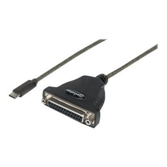 USB to IEEE 1284 Printer Cable, USB-C Male to DB25 Female, 3 ft., Black, Manhattan