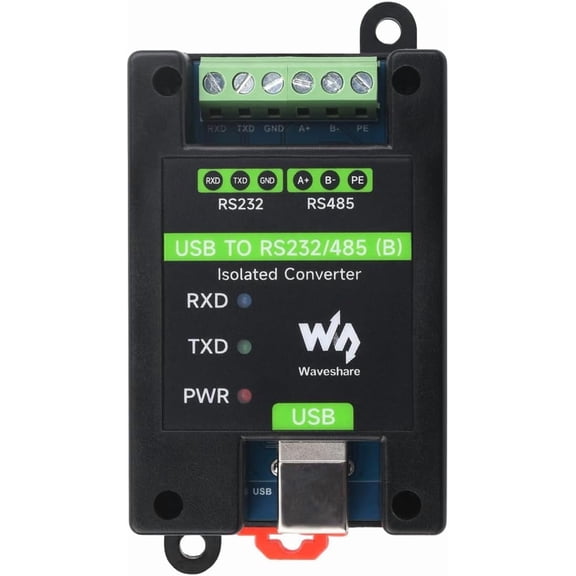 USB to RS232/485 Industrial Grade Isolated Converter, Onboard Original FT232RNL Chip, Multiple Protection, Wall-Mount and Rail-Mount Support