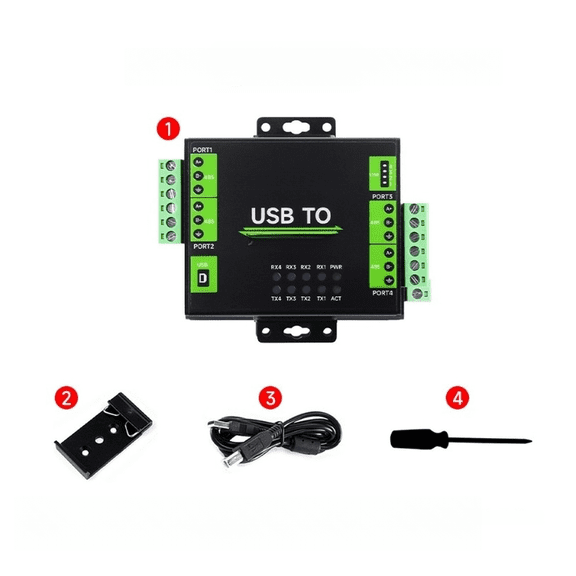 USB to RS485 4 Port Isolation Converter CH344L for Robust Serial Communication in Automation Projects