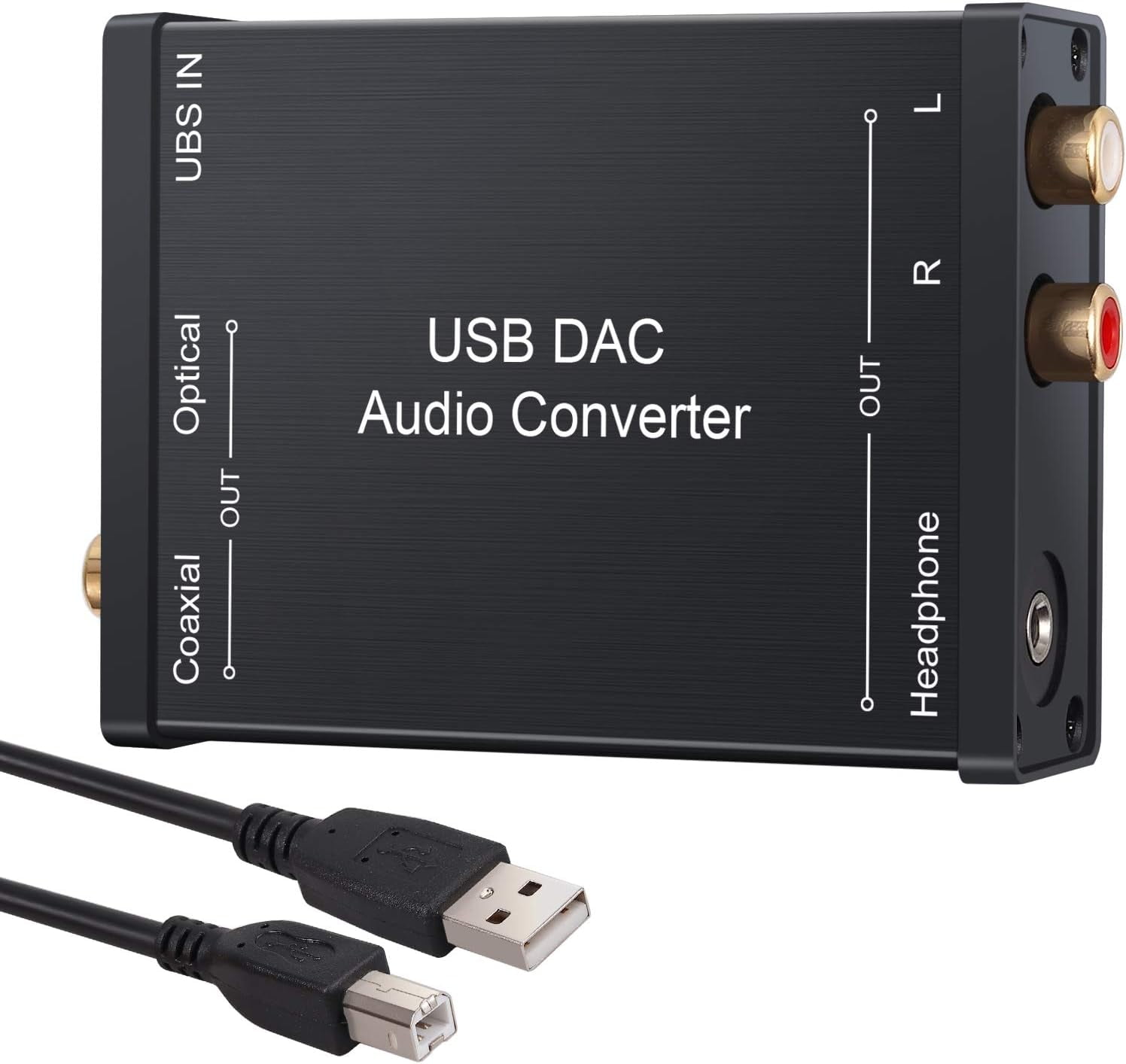 USB to SPDIF Coaxial RCA and 3.5mm Headphone Jack Converter USB DAC